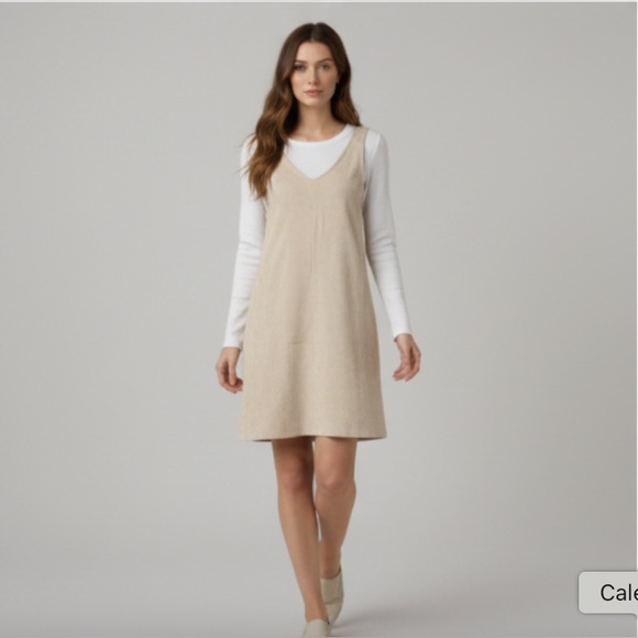 Corduroy Solid Overall Dress Without Sweater - Picture 2 of 13